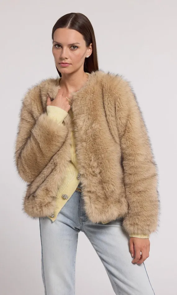 Women Generation Love Clothing Outerwear Lucas Faux Fur Jacket Brownblack