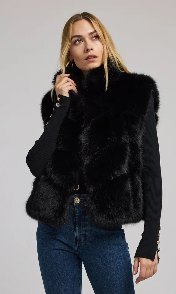 Women Generation Love Clothing Outerwear Rosario Faux Fur Vest Black