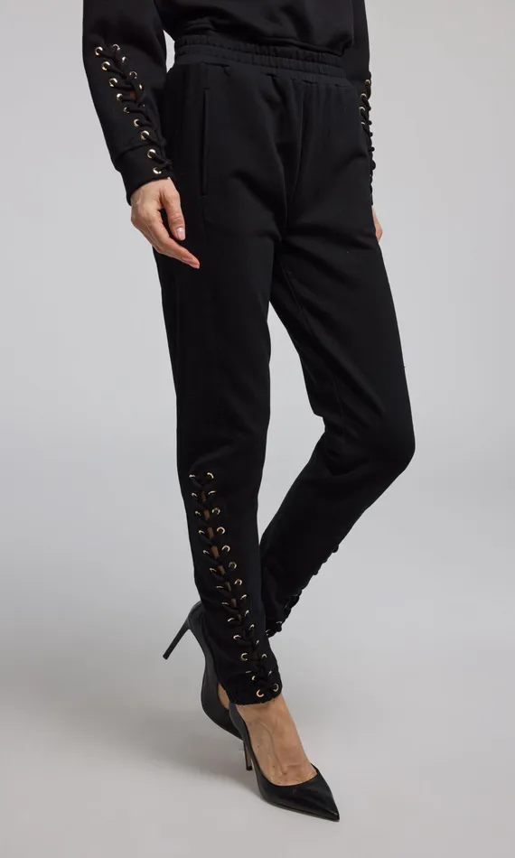 Women Generation Love Clothing Pants Caprice LaceUp Sweatpants Black