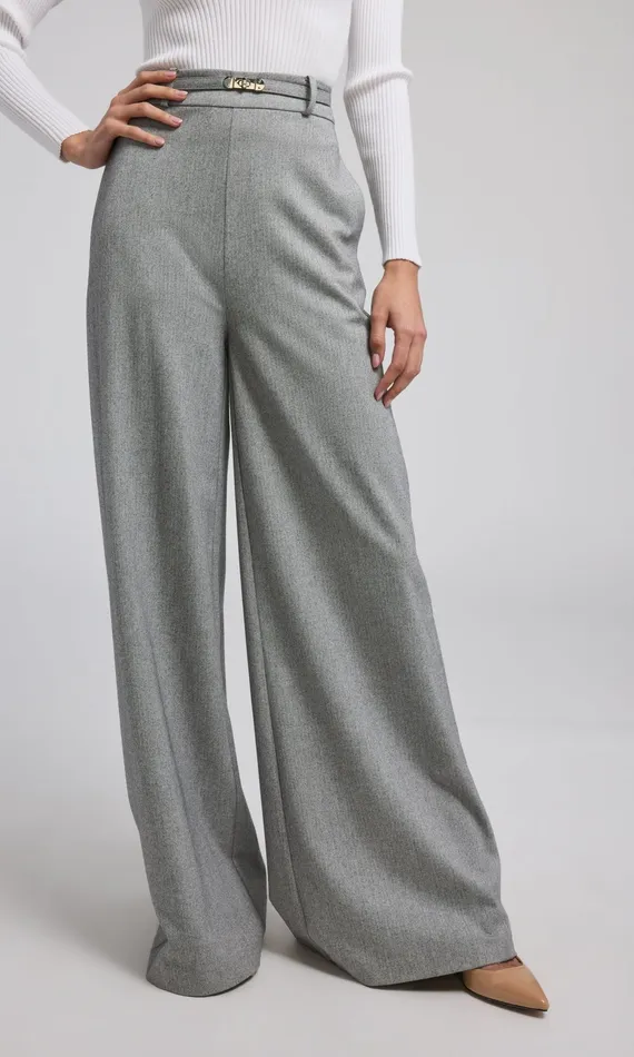 Women Generation Love Clothing Pants JOHANNA SUITING TURNLOCK BELTED PANTS Grey