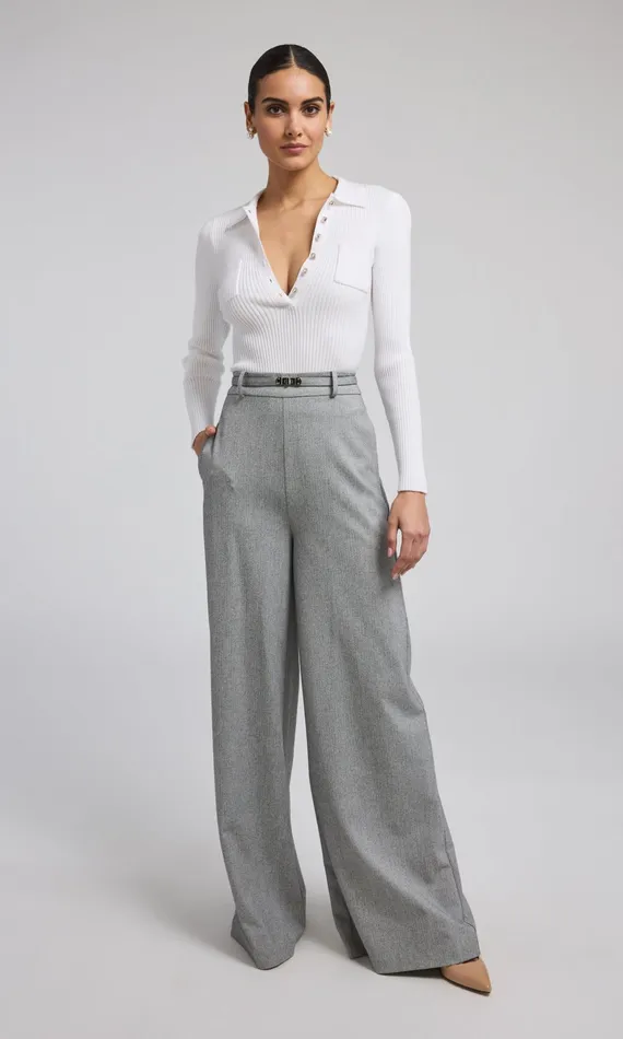 Women Generation Love Clothing Pants JOHANNA SUITING TURNLOCK BELTED PANTS Grey