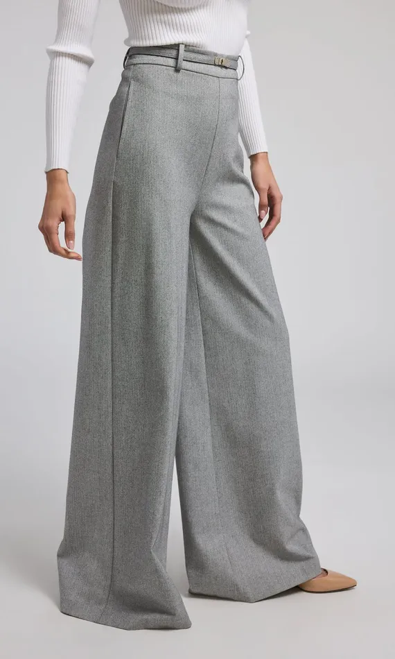 Women Generation Love Clothing Pants JOHANNA SUITING TURNLOCK BELTED PANTS Grey