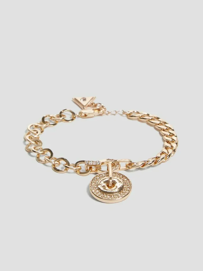 Women GoldTone Pav Disk Bracelet Gold Jewelry GUESS