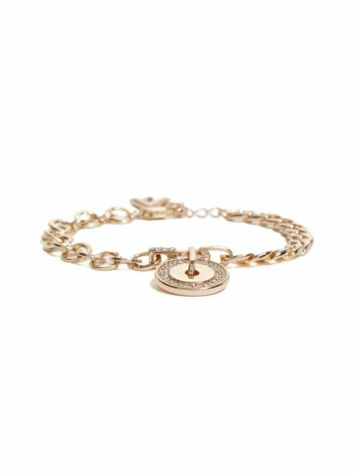 Women GoldTone Pav Disk Bracelet Gold Jewelry GUESS Women GoldTone Pav Disk Bracelet Gold Jewelry GUESS