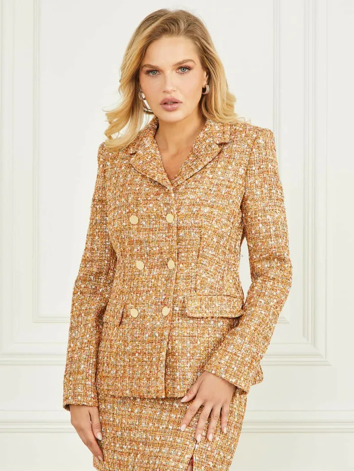Women GUESS Angelica Tweed Blazer Tallulah Multicolor Tweed Jackets and Coats