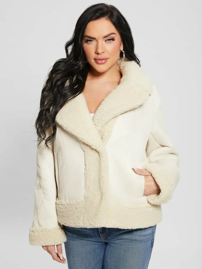 Women GUESS Ari FauxSuede Embroidered Jacket Muted Stone Multi Jackets and Coats Women GUESS Ari FauxSuede Embroidered Jacket Muted Stone Multi Jackets and Coats