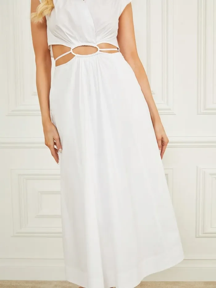 Women GUESS Bali Woven Shirtdress Blanc Pur Dresses and Jumpsuits