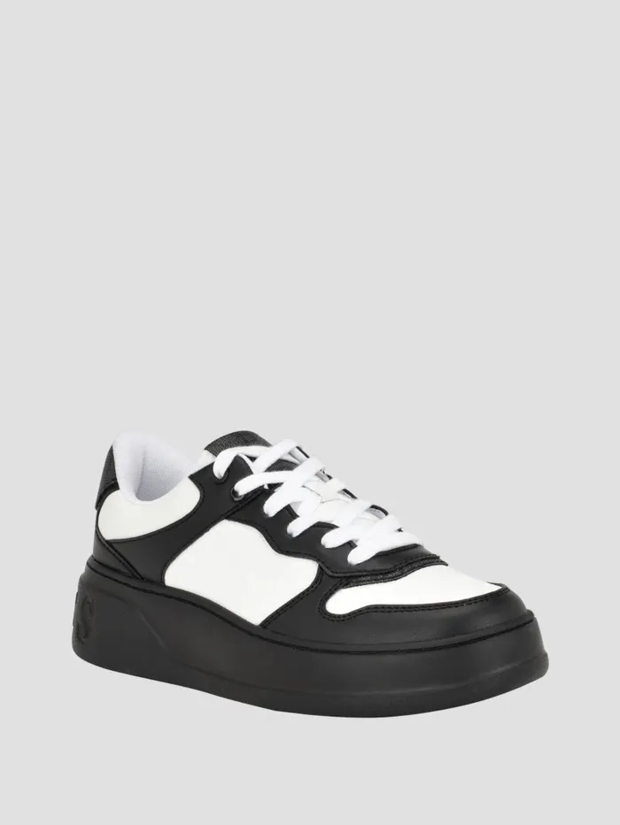 Women GUESS Cleva Contrasting LowTop Sneakers White Graffiti Sneakers