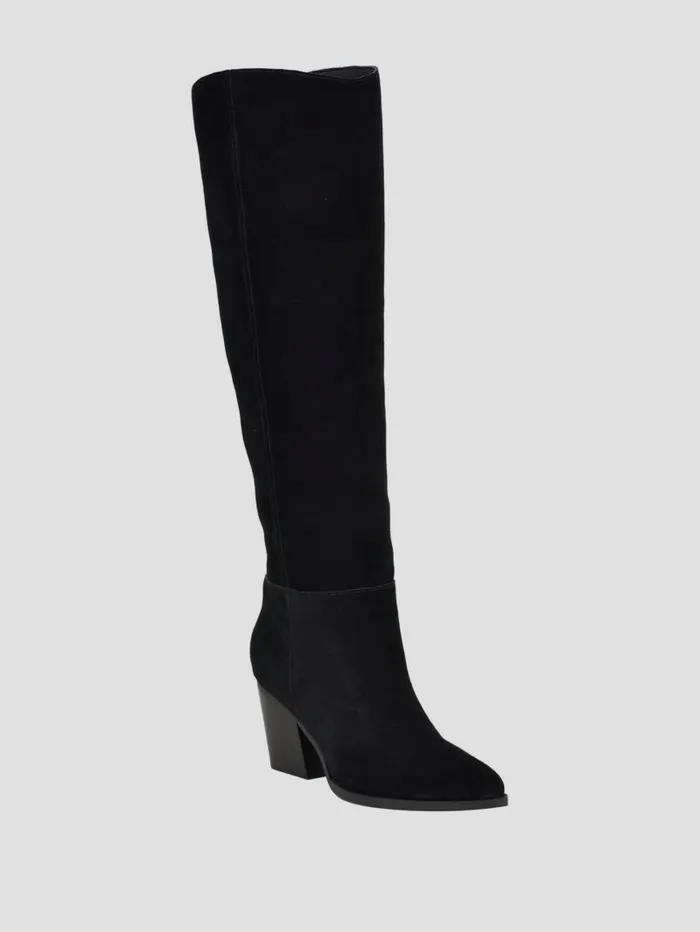 Women GUESS Dolita Suede KneeHigh Boots Black 001 Boots and Booties