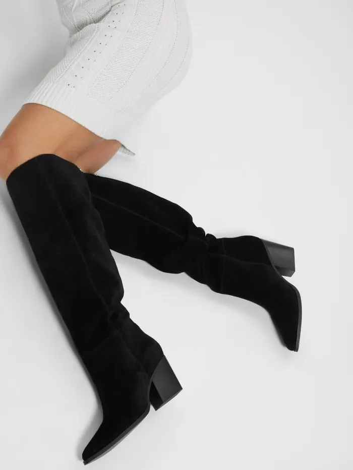 Women GUESS Dolita Suede KneeHigh Boots Black 001 Boots and Booties Women GUESS Dolita Suede KneeHigh Boots Black 001 Boots and Booties