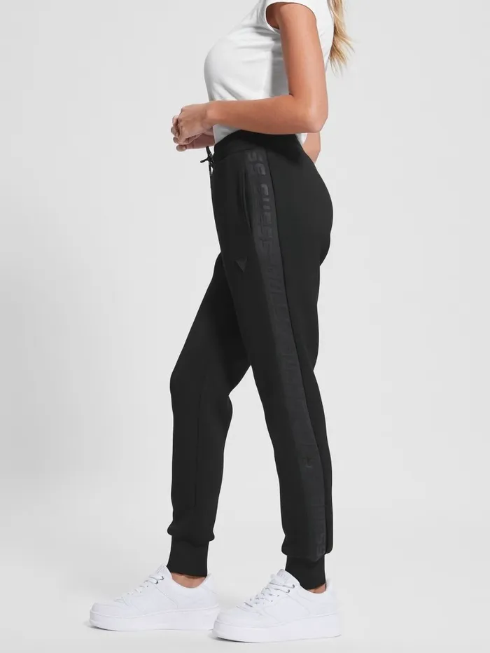 Women GUESS Eco Allie Scuba Active Pants Black Bottoms