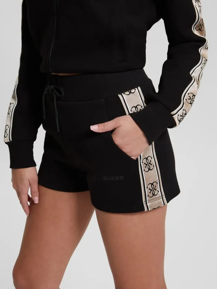 Women GUESS Eco Britney Sweat Shorts Black Bottoms