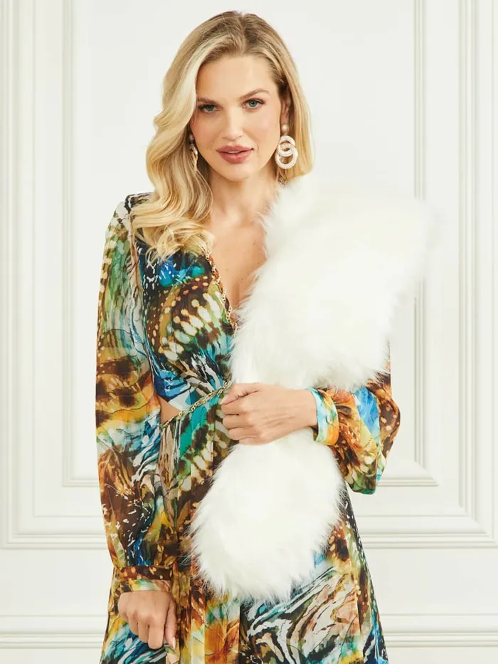 Women GUESS Gwenda FauxFur Shawl Scarf Pale Pearl Jackets and Coats Women GUESS Gwenda FauxFur Shawl Scarf Pale Pearl Jackets and Coats