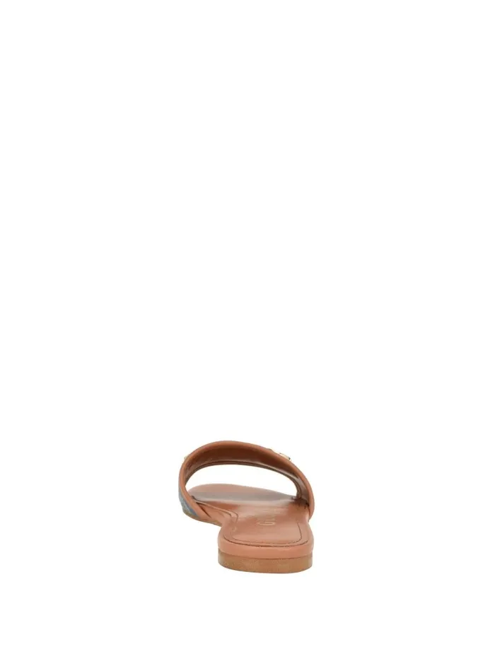 Women GUESS Hammi G Buckle Denim Peony Sandals Denim Tie Dye Sandals