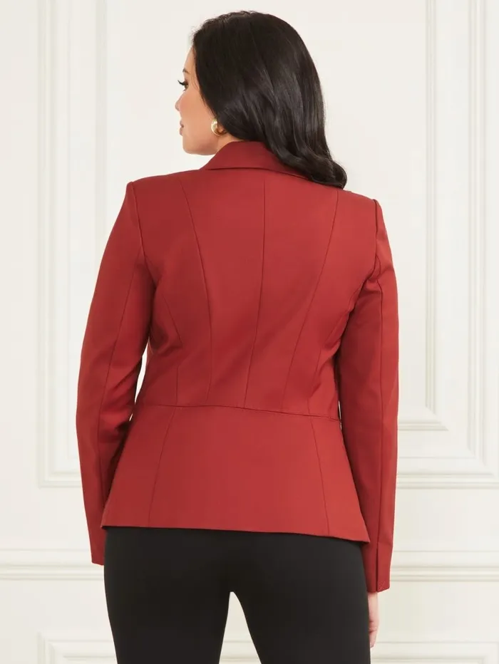 Women GUESS Hollywood Blazer Dark Jam Red Jackets and Coats