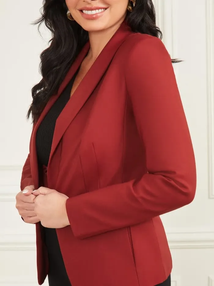 Women GUESS Hollywood Blazer Dark Jam Red Jackets and Coats