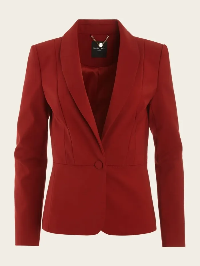 Women GUESS Hollywood Blazer Dark Jam Red Jackets and Coats