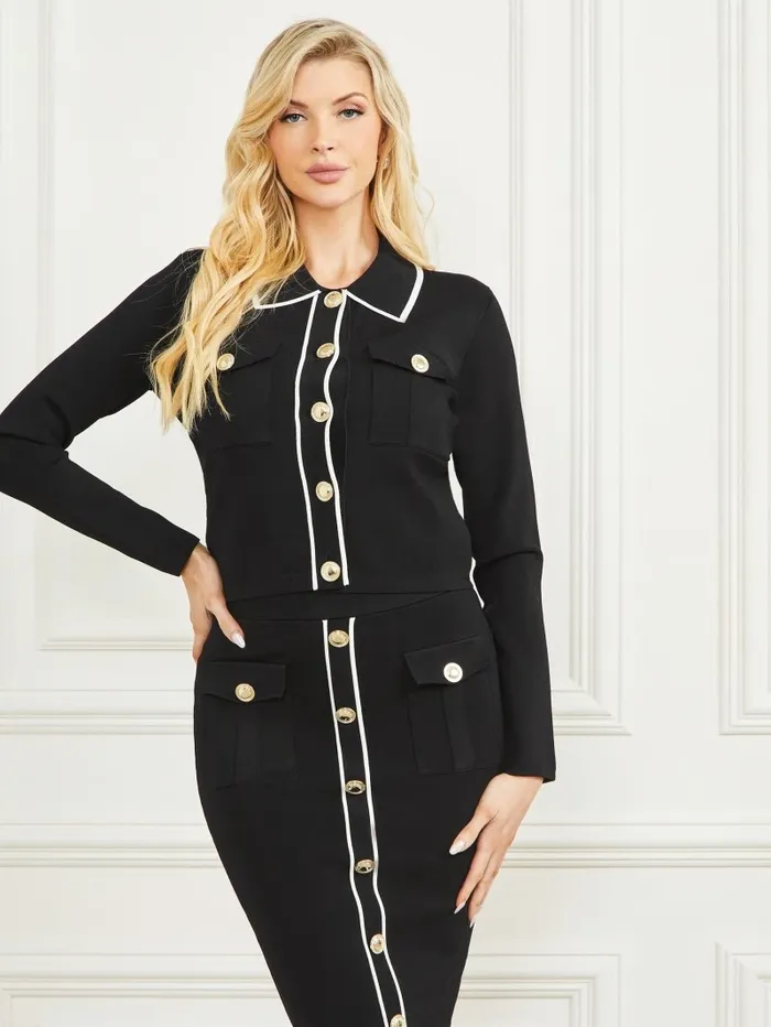 Women GUESS Isa Bandage Jacket Black Dresses and Jumpsuits