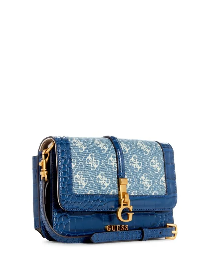 Women GUESS James Denim Quattro G Crossbody Wallet Organizer Denim Logo Handbags Women GUESS James Denim Quattro G Crossbody Wallet Organizer Denim Logo Handbags