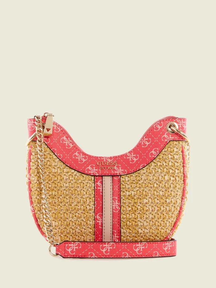 Women GUESS Kasinta Raffia Mini Hobo Bag Cali Wash Handbags