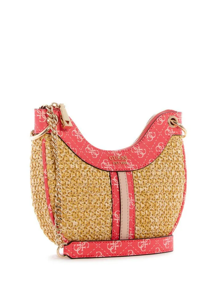 Women GUESS Kasinta Raffia Mini Hobo Bag Cali Wash Handbags