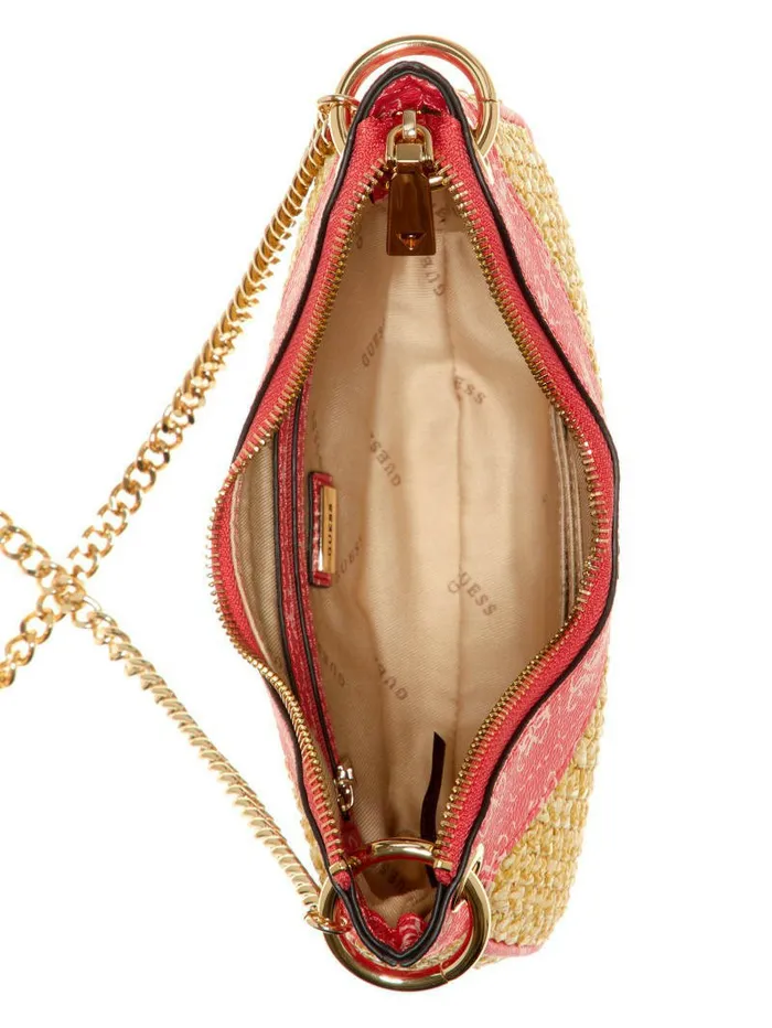 Women GUESS Kasinta Raffia Mini Hobo Bag Cali Wash Handbags