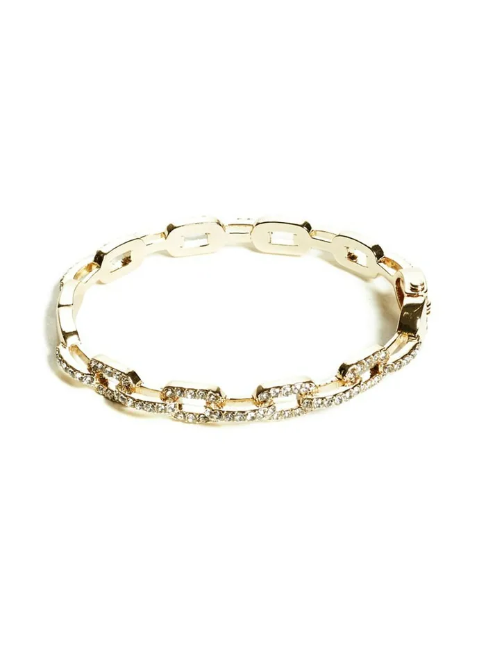 Women GUESS Rhinestone ChainLink Bangle Bracelet Gold Jewelry Women GUESS Rhinestone ChainLink Bangle Bracelet Gold Jewelry