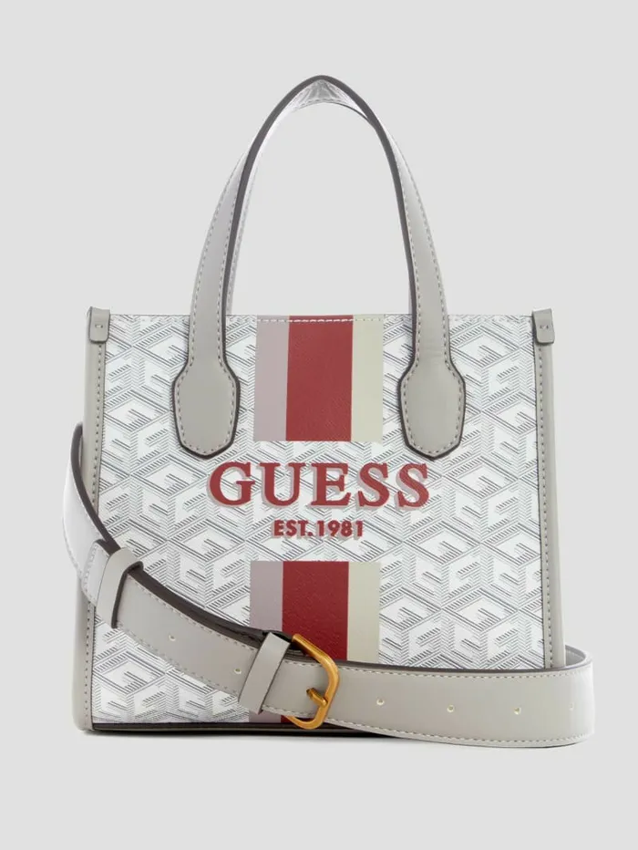 Women GUESS Silvana Mini Totes Steel Handbags
