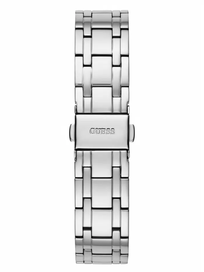 Women GUESS SilverTone and Teal Crystal Analog Watch Silver Watches Women GUESS SilverTone and Teal Crystal Analog Watch Silver Watches