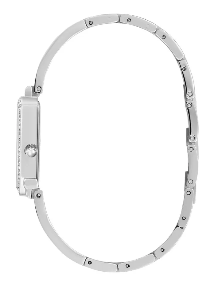 Women GUESS SilverTone Crystal Triangle Analog Watch Silver Watches