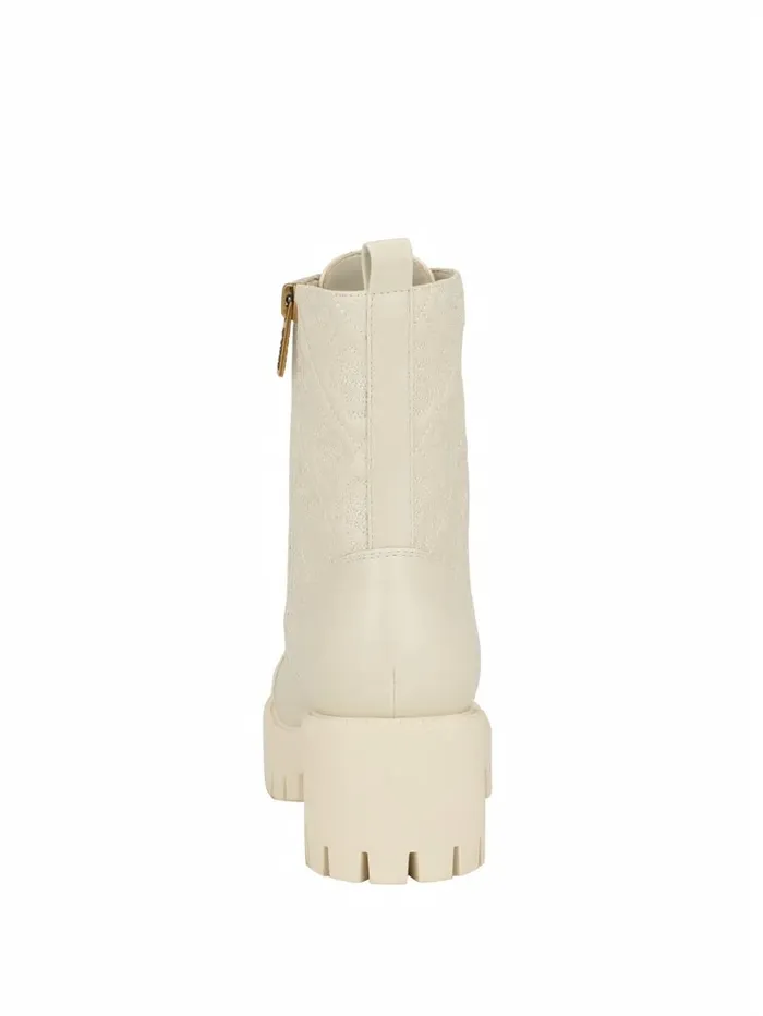 Women GUESS Waite Embossed LaceUp Moto Boots Ivory 150 Boots and Booties Women GUESS Waite Embossed LaceUp Moto Boots Ivory 150 Boots and Booties