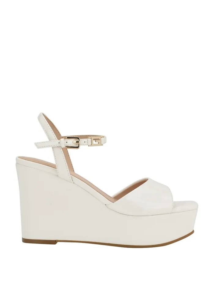 Women GUESS Zione Patent Wedges Wht Floral Heels Women GUESS Zione Patent Wedges Wht Floral Heels