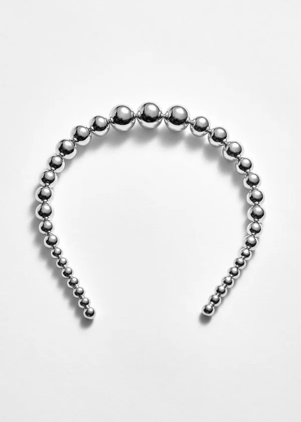 Women Hair Accessories and Other Stories Beaded Alice Band Silver