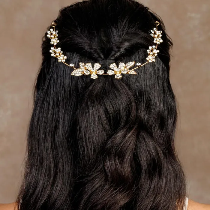 Women Hair Accessories Badgley Mischka Rhinestone Flower Hair Wreath