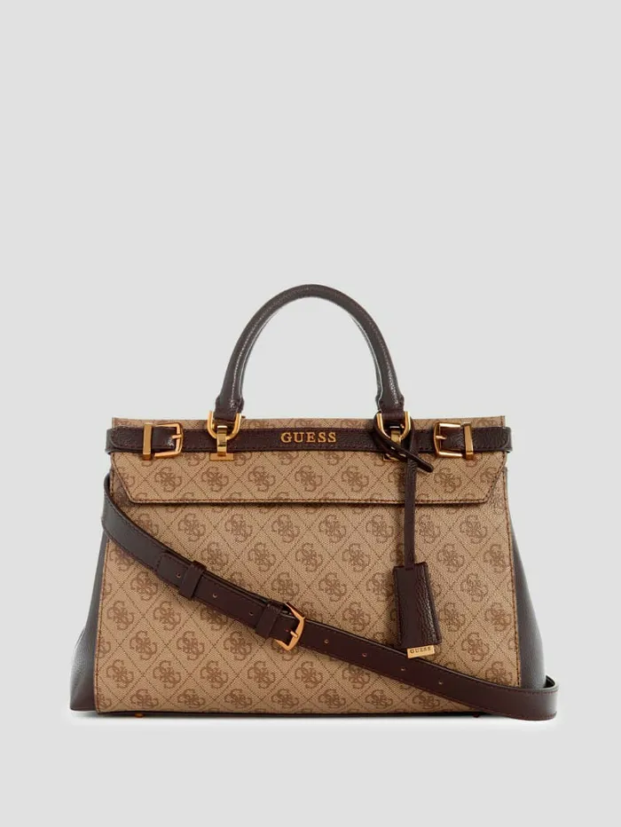 Women Handbags GUESS Sestri Quattro G Luxury Satchel Light Vintage