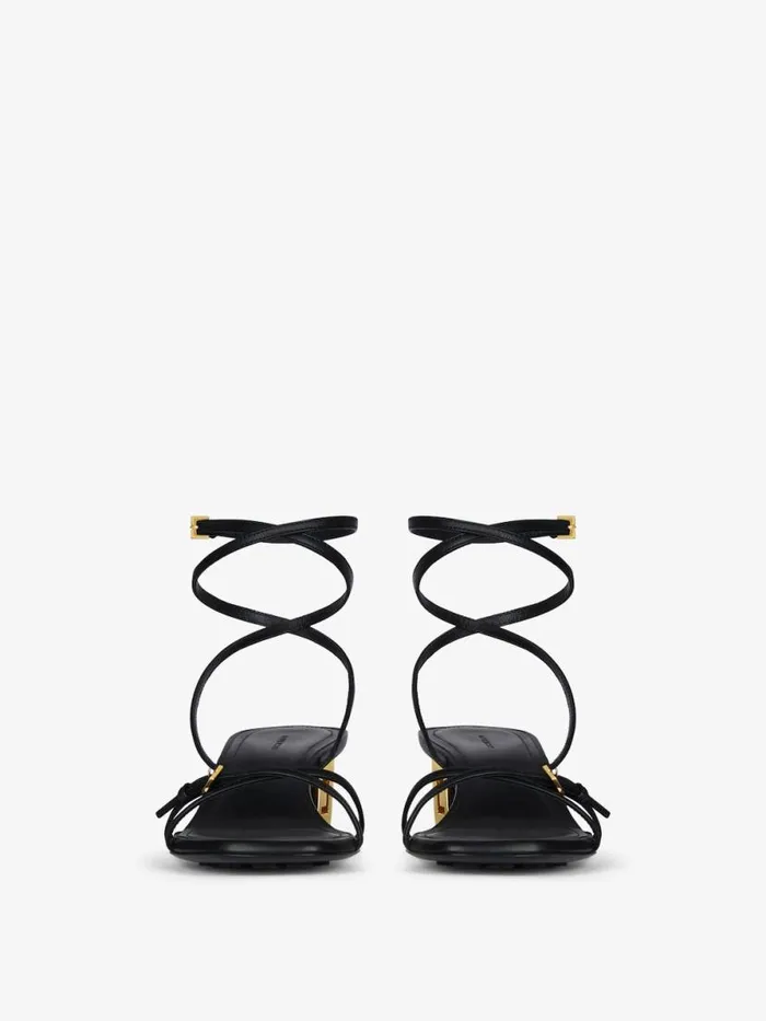 Women Heels Givenchy G Cube Sandals In Leather Black