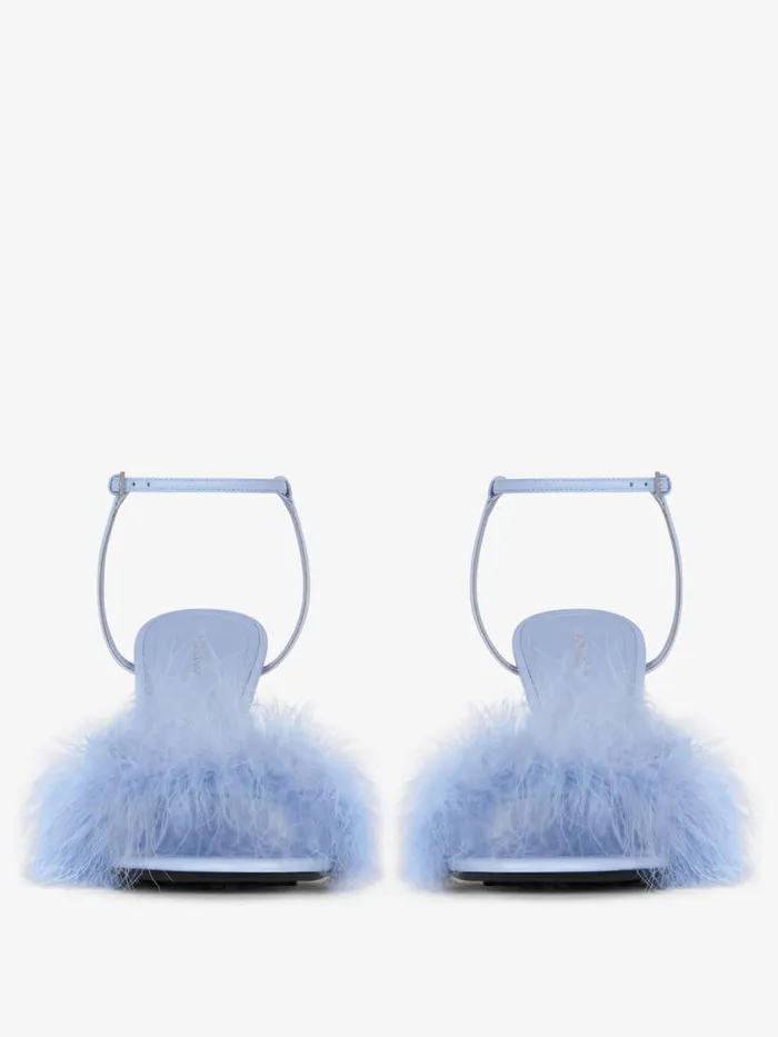 Women Heels Givenchy G Cube Sandals In Leather With Feathers Cornflower Women Heels Givenchy G Cube Sandals In Leather With Feathers Cornflower