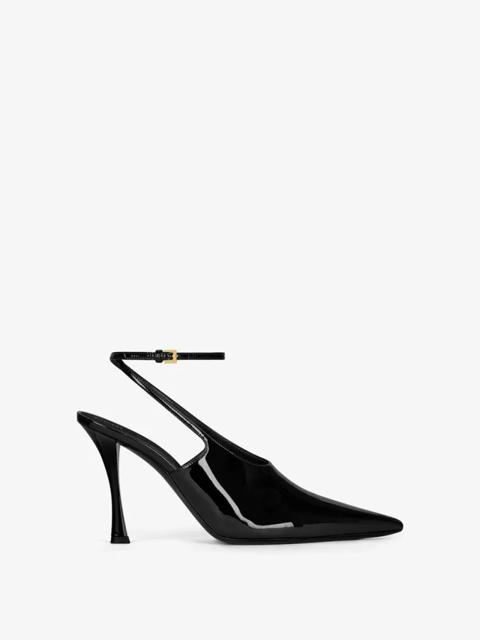 Women Heels Givenchy Show Slingbacks In Patent Leather Black