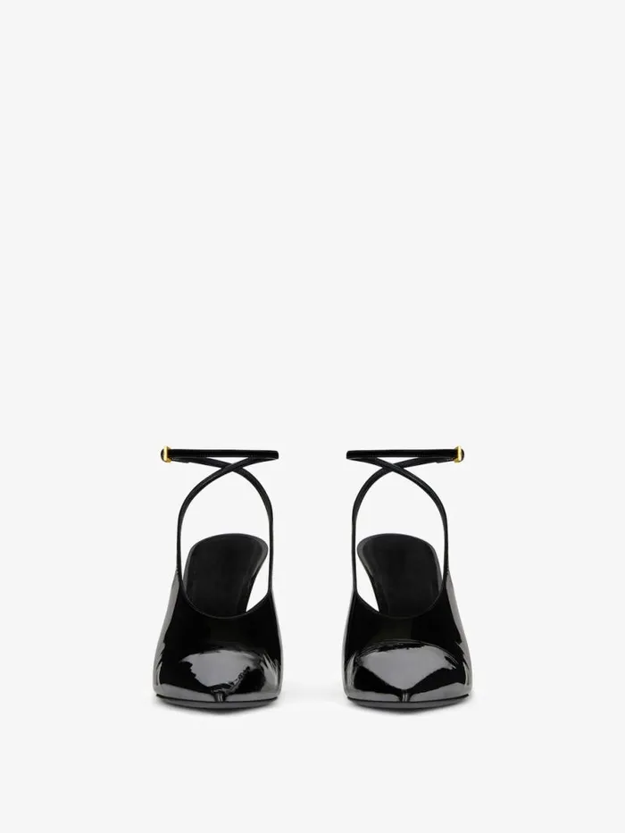 Women Heels Givenchy Show Slingbacks In Patent Leather Black