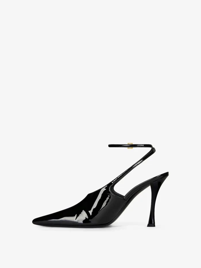 Women Heels Givenchy Show Slingbacks In Patent Leather Black