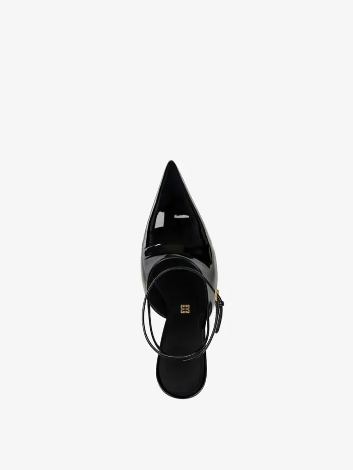 Women Heels Givenchy Show Slingbacks In Patent Leather Black