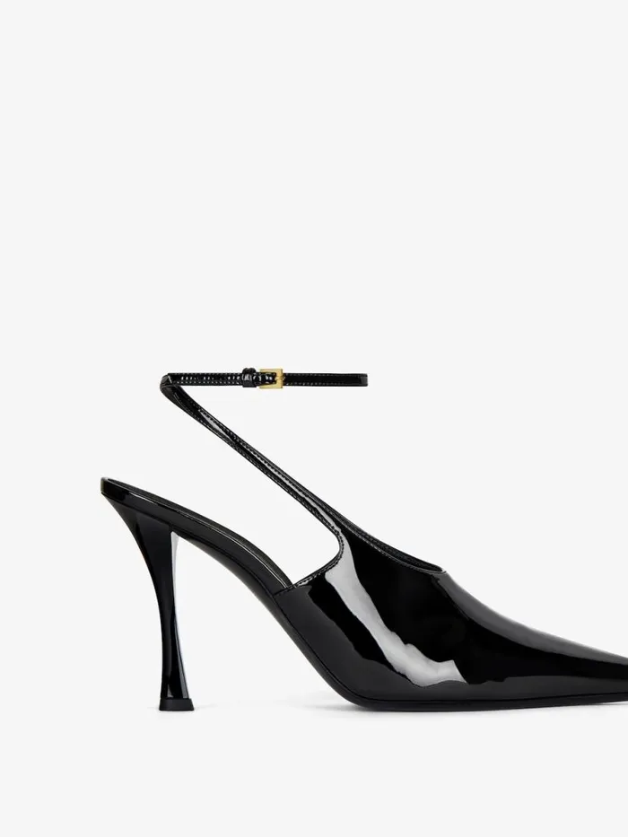 Women Heels Givenchy Show Slingbacks In Patent Leather Black