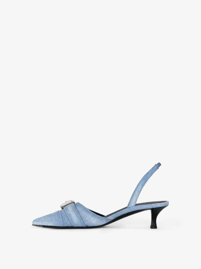 Women Heels Givenchy Voyou Slingbacks In Washed Denim Medium Blue Women Heels Givenchy Voyou Slingbacks In Washed Denim Medium Blue
