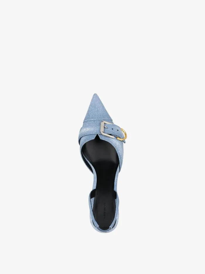 Women Heels Givenchy Voyou Slingbacks In Washed Denim Medium Blue Women Heels Givenchy Voyou Slingbacks In Washed Denim Medium Blue