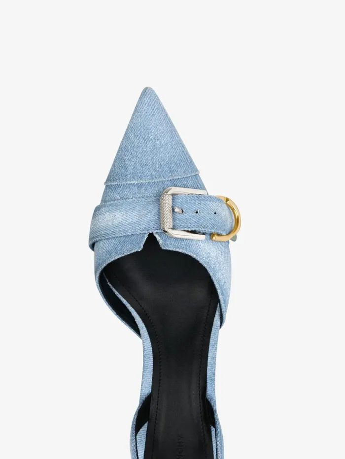 Women Heels Givenchy Voyou Slingbacks In Washed Denim Medium Blue Women Heels Givenchy Voyou Slingbacks In Washed Denim Medium Blue