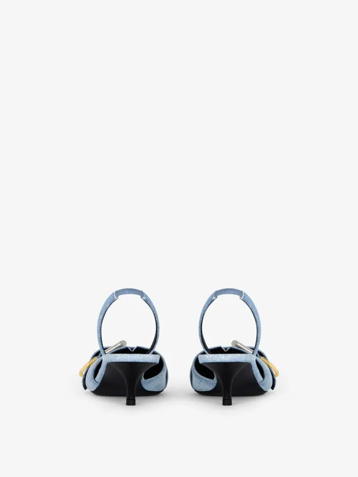 Women Heels Givenchy Voyou Slingbacks In Washed Denim Medium Blue Women Heels Givenchy Voyou Slingbacks In Washed Denim Medium Blue