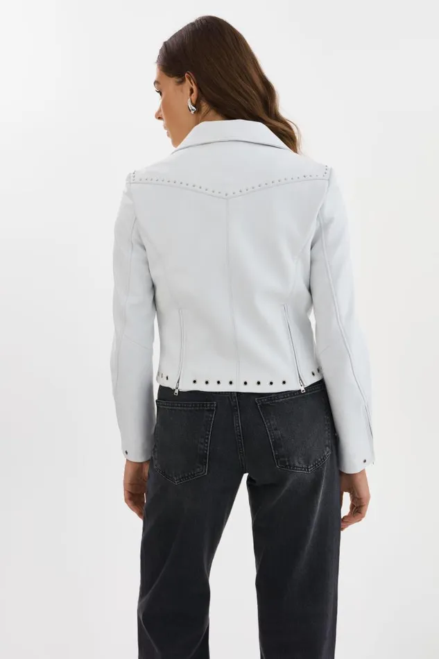 Women IDETTA Leather Biker Jacket White LAMARQUE Leather Jackets Women IDETTA Leather Biker Jacket White LAMARQUE Leather Jackets
