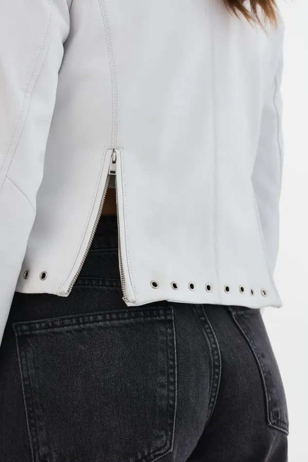 Women IDETTA Leather Biker Jacket White LAMARQUE Leather Jackets Women IDETTA Leather Biker Jacket White LAMARQUE Leather Jackets