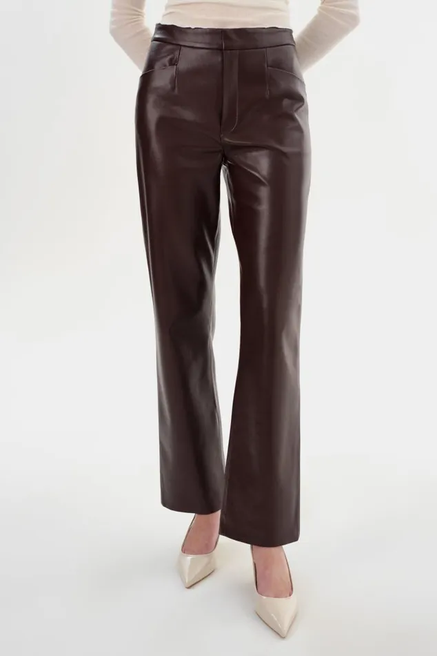 Women IMANI Recycled Leather Trousers Mahogany LAMARQUE Pants and Shorts Women IMANI Recycled Leather Trousers Mahogany LAMARQUE Pants and Shorts