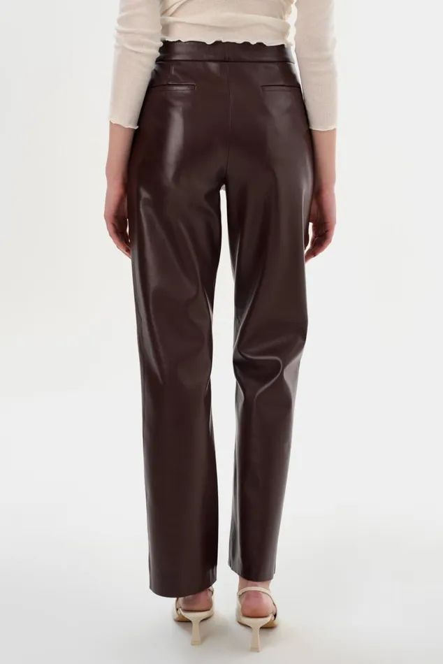 Women IMANI Recycled Leather Trousers Mahogany LAMARQUE Pants and Shorts Women IMANI Recycled Leather Trousers Mahogany LAMARQUE Pants and Shorts